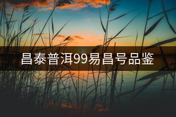 昌泰普洱99易昌號品鑒
