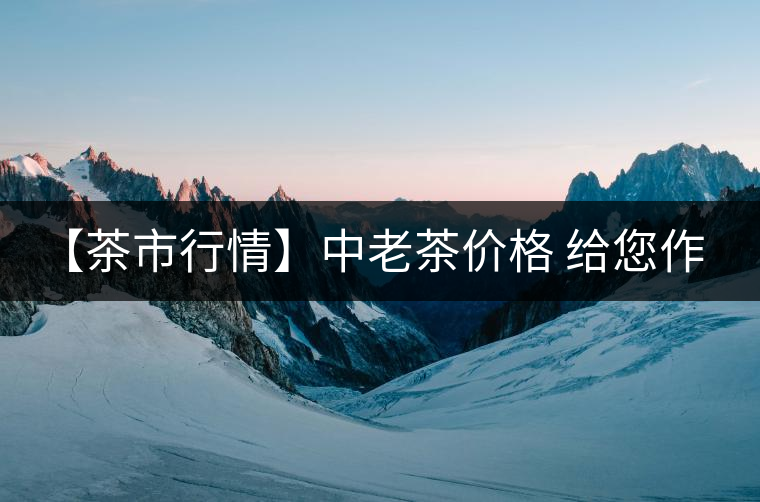 【茶市行情】中老茶價格 給您作參考！