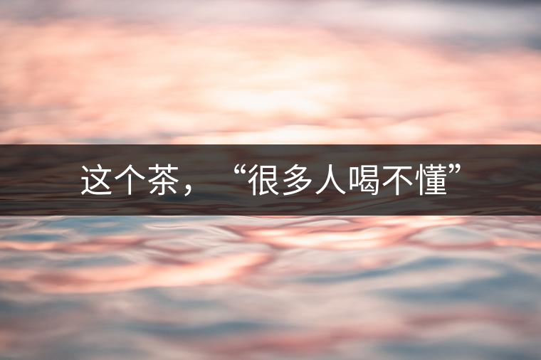 這個(gè)茶，“很多人喝不懂”