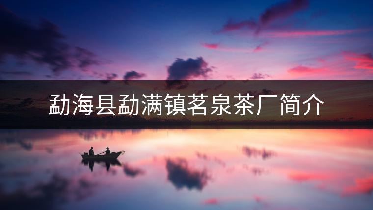勐?？h勐滿(mǎn)鎮(zhèn)茗泉茶廠(chǎng)簡(jiǎn)介