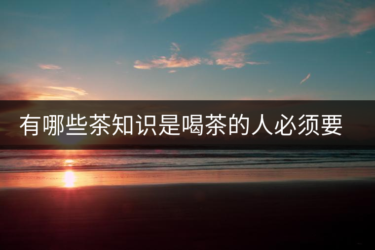 有哪些茶知識是喝茶的人必須要懂的？
