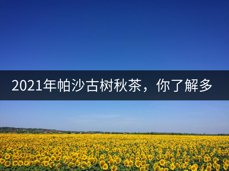 2021年帕沙古樹秋茶，你了解多少？